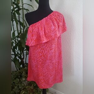 Vici Pink One-Shoulder Mini Dress Size L